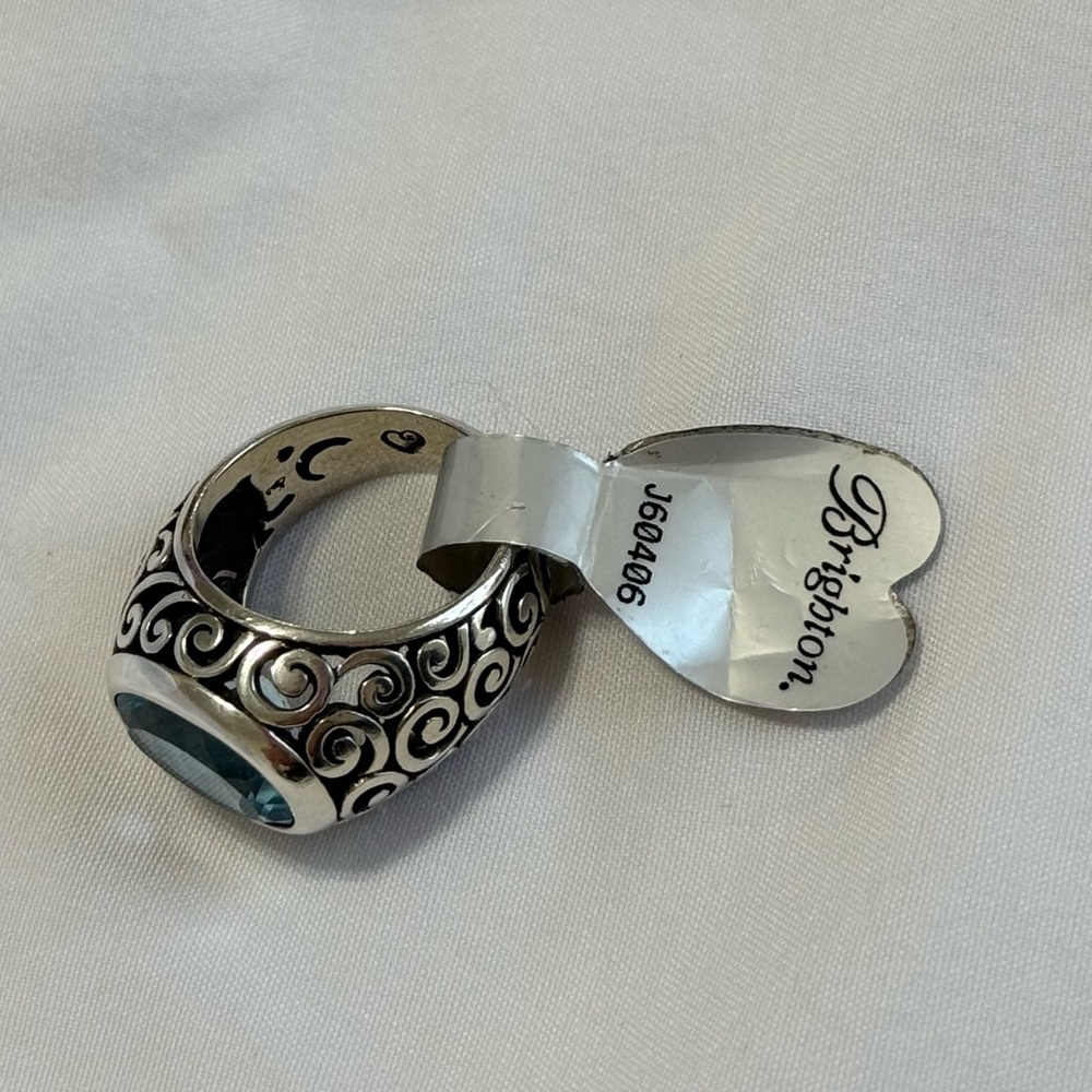 RETIRED Brighton 925 Sterling Silver Oval Blue Topaz KLIMT Ring SZ:8 - Picture 3 of 5